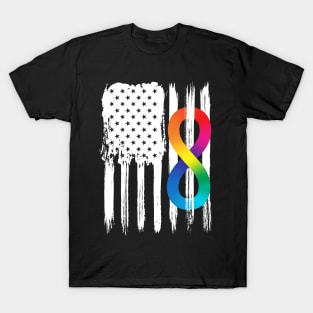 Rainbow Infinity Symbol With American Flag T-Shirt